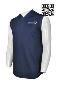 VT152 訂造度身背心款式    製作LOGO背心T恤款式  V領背心 美國運動中小學校  自訂背心T恤款式   T恤生產商    寶藍色
